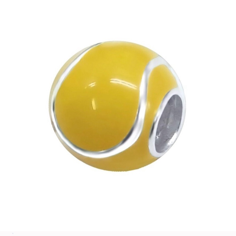 Yellow and Silver Tennis Ball Charm Bracelet